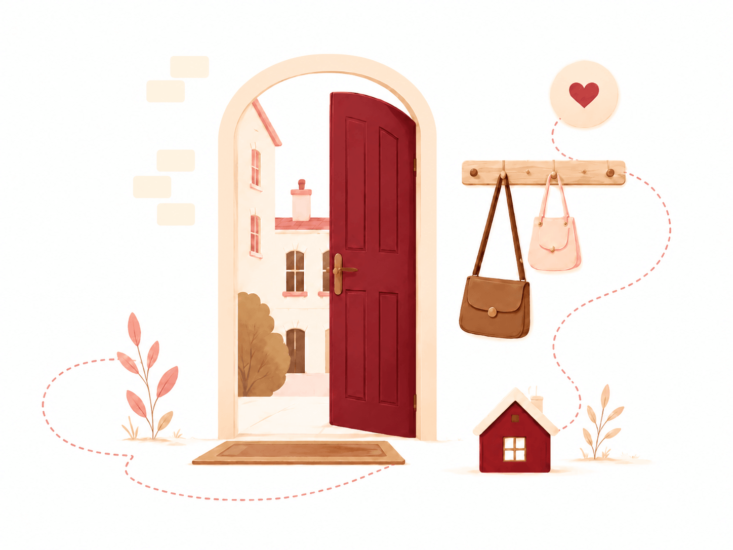 An international student holding new home keys beside an open door, a rental home and an approved guarantee
